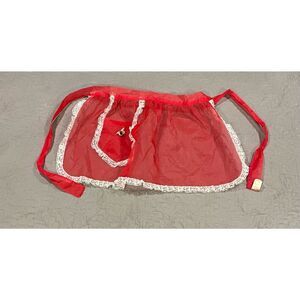 Vintage Red Sheer Half Apron Christmas